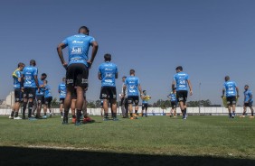 Jogadores do Timo durante primeiro treinamento aps vitria sobre o Vasco