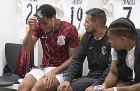 Gustavo, Sornoza e Urso no vestirio da Arena do Grmio, pelo Campeonato Brasileiro