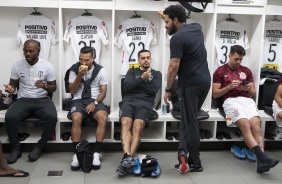 Love, Clayson, Fagner e Avelar no vestirio da Arena do Grmio, pelo Campeonato Brasileiro