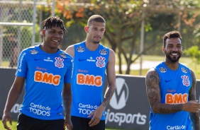 Matheus Jesus, Joo Victor e Michel Macedo no ltimo treino antes do jogo contar a Chapecoense