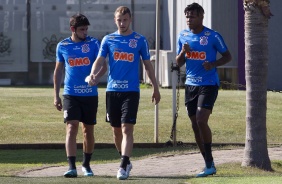 Mndez, Carlos e Jesus no ltimo treino antes do jogo contar a Chapecoense, pelo Brasileiro