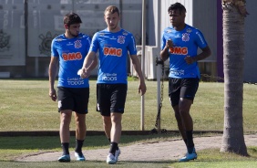 Méndez, Carlos e Jesus no último treino antes do jogo contar a Chapecoense, pelo Brasileirão