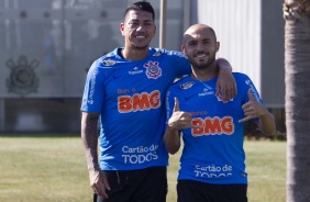 Ralf e Régis no último treino antes do jogo contar a Chapecoense, pelo Brasileirão