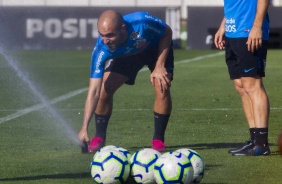 Régis no último treino antes do jogo contar a Chapecoense, pelo Brasileirão
