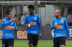 Jadson, Gil e Régis no último treino antes de enfrentar o Athletico-PR, pelo Brasileirão