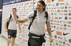 Cssio chega  Arena Corinthians para jogo contra o Athletico-PR, pelo Brasileiro