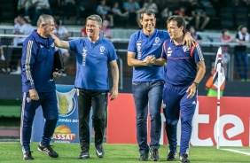 Comissão técnica durante Majestoso deste domingo, no Morumbi, pelo Brasileirão