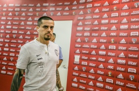 Fagner chega ao estádio do Morumbi para Majestoso deste domingo