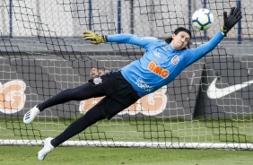 Goleiro Cssio no ltimo treino do Corinthians antes do jogo contra o Gois