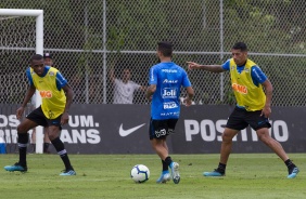 Marllon, Clayson e Ralf no treinamento desta tera-feira no CT Joaquim Grava