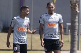 Pedrinho e Urso durante ltimo treino antes do jogo contra o Santos, pelo Campeonato Brasileiro