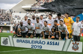 Elenco do Corinthians antes do duelo contra o Santos, pelo Brasileiro