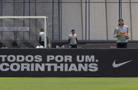 Goleiros do Corinthians no último treino antes do duelo contra o Flamengo, pelo Brasileirão
