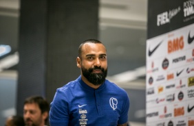 Dyego Coelho chega  Arena Corinthians para jogo contra o Fortaleza, pelo Brasileiro