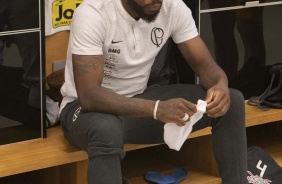 Manoel no vestiário da Arena Corinthians antes do duelo contra o Fortaleza