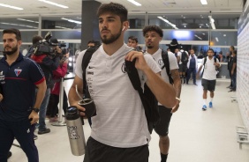 Méndez no vestiário da Arena Corinthians antes do duelo contra o Fortaleza