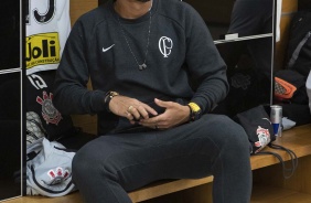 Rafl no vestiário da Arena Corinthians antes do duelo contra o Fortaleza