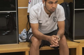 Sornoza no vestiário da Arena Corinthians antes do duelo contra o Fortaleza