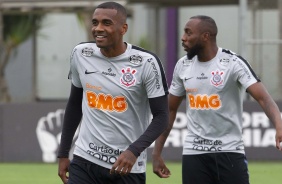 Marllon e Manoel no último treino antes do jogo contra o Palmeiras