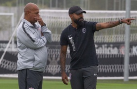 Mauro e Coelho no ltimo treino antes do jogo contra o Palmeiras