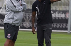 Mauro Silva e Dyego Coelho no ltimo treino antes do jogo contra o Palmeiras