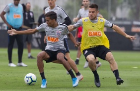 Pedrinho e Ramiro no último treino antes do jogo contra o Palmeiras, pelo Brasileirão