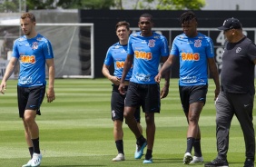 Carlos, Vital, Marllon e Matheus Jesus no ltimo treinamento antes do jogo contra o Internacional