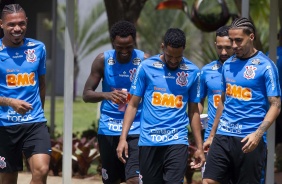 Urso, Ren, Everal, Gabriel e Clayson no ltimo treinamento antes do jogo contra o Internacional