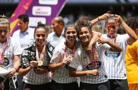 Jogadoras durante comemorações do título do Campeonato Paulista, pelo Corinthians Feminino