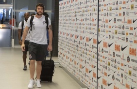 Caíque França no vestiário da Arena Corinthians antes do jogo contra o Internacional