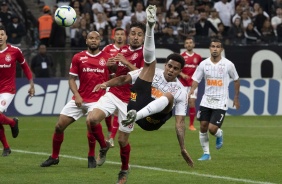 Gustagol durante jogo contra o Internacional, na Arena Corinthians, pelo Brasileirão