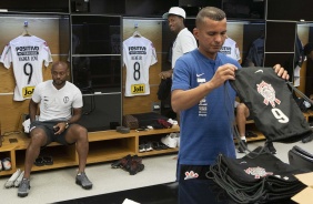 Love no vestirio da Arena Corinthians antes do jogo contra o Internacional