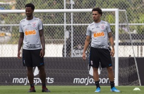 Ren e Gabriel no ltimo treino antes do jogo contra o Botafogo, pelo Brasileiro