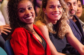 Jogadoras do Corinthians durante cerimônia de Premiação do Campeonato Paulista Feminino