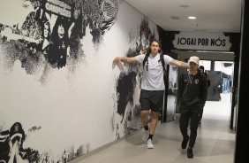 Goleiro Cssio no vestirio da Arena Corinthians para duelo contra o Ava