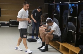 Ramiro no vestiário da Arena Corinthians para duelo contra o Avaí