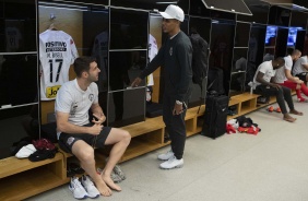 Mauro Boselli no vestirio da Arena Corinthians para duelo contra o Ava