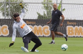 Goleiro Cássio no treinamento do Corinthians desta sexta-feira, no CT Joaquim Grava