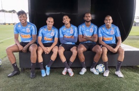 Jogadores do Timão no treinamento do Corinthians desta sexta-feira, no CT Joaquim Grava