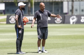 Coelho e Mauro no ltimo treinamento do Corinthians antes do jogo contra o Atltico Mineiro