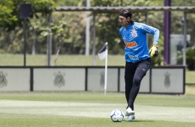 Goleiro Cássio no último treinamento do Corinthians antes do jogo contra o Atlético Mineiro