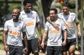 Love, Gil, Jadson, Ralf no último treinamento do Corinthians antes do jogo contra o Atlético Mineiro