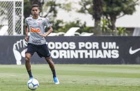 Pedrinho no último treinamento do Corinthians antes do jogo contra o Atlético Mineiro