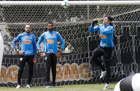 Walter, Filipe e Cssio no ltimo treinamento do Corinthians antes do jogo contra o Atltico Mineiro