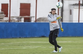 Cássio no último treino do Corinthians antes do jogo contra o Ceará, em Fortaleza