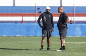 Coelho e Mauro no último treino do Corinthians antes do jogo contra o Ceará, em Fortaleza
