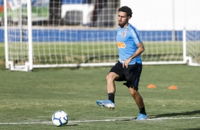 Gabriel no último treino do Corinthians antes do jogo contra o Ceará, em Fortaleza