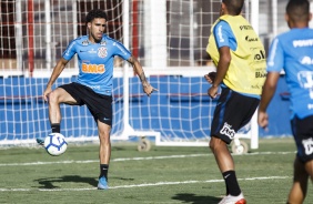 Gabriel no último treino do Corinthians antes do jogo contra o Ceará, em Fortaleza
