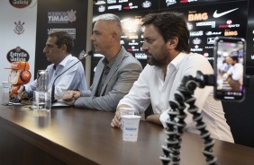 Tiago Nunes na primeira coletiva de imprensa como treinador do Corinthians