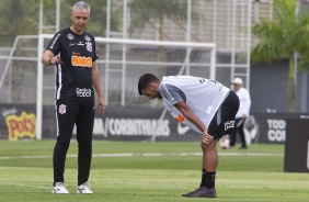 Tiago Nunes e Camacho no treino desta quinta-feira no CT Joaquim Grava